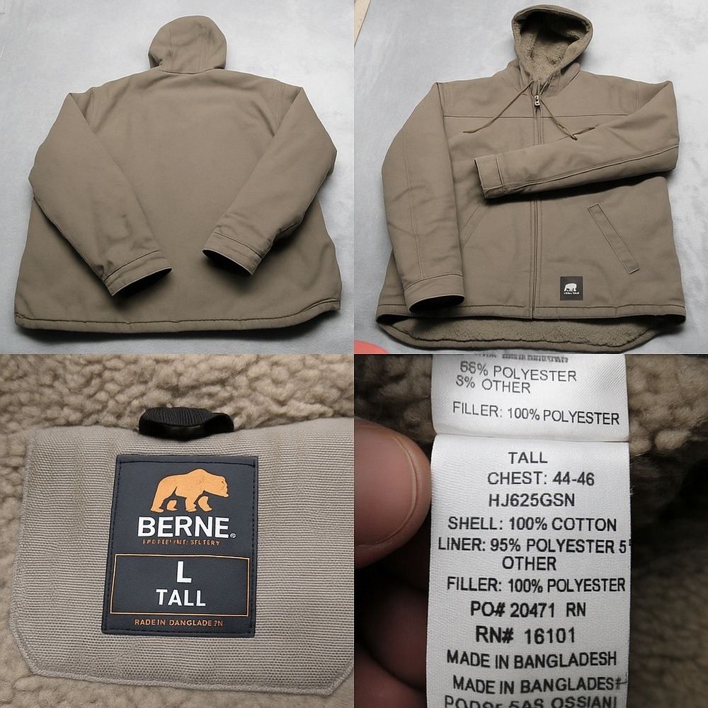 Berne Tall Men's Hooded Jacket in Taupe